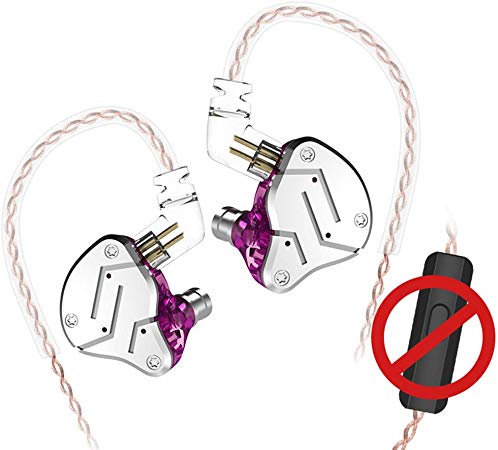 KZ ZSN Earphone in Ears Monitor 1DD 1BA Armature Dual Driver Earphone Detachable in Ear Headphone Earbuds 0.75mm 2 pin Cable Music Sports Earbuds KZ Headphone (Without Mic, Silver Purple)