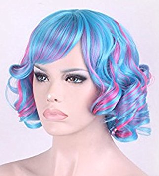 TLT High Quality New Women's Short Wig Full Curly Wavy Glamour Hair Wig Fashion Heat Resistant Wigs the Focus of the Cosplay/Party BU040S