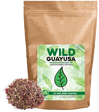 Organic Guayusa Tea, Loose Leaf Amazonian Superleaf Tea by Wild Foods, Full of Antioxidants and Caffeine, Smooth non-bitter flavor, Preserves Rainforest (#3 Very Berry Guayusa, 4 ounce)