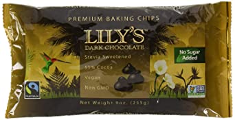 Lilys Chocolate - All Natural Dark Chocolate Premium Baking Chips - 9 Oz - PACK OF 4