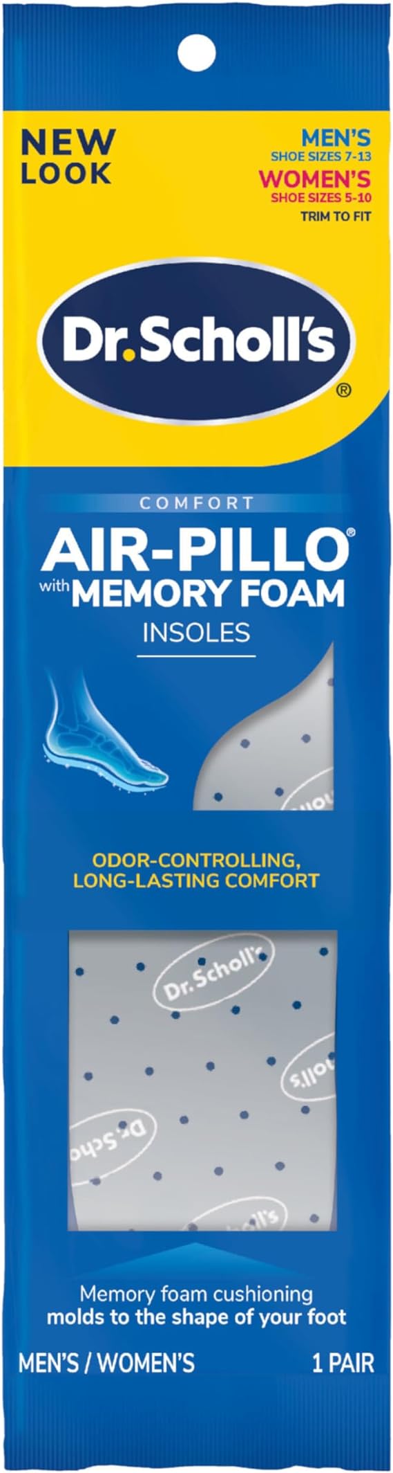 Dr. Scholl's Double Air Pillo  1 pair Insole Unisex (Pack of 6) mens size 7-13, Womens size 5-10
