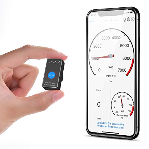 OBD2 OBDII Car Scanner, Bluetooth 4.0 OBD 2 Code Reader Adapter for Apple iPhone iOS & Android Device, OBD-II Scan Tool Check Engine Diagnostic Light Code with 3 Party App OBD2 Car Scanner & Torque