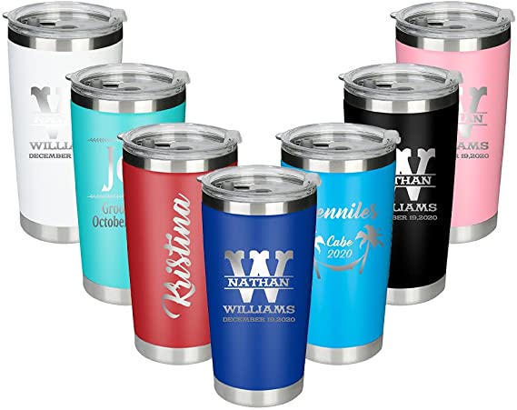 Personalized Tumbler 304 Stainless Steel 20oz Double Wall Vacuum Insulated Wine Beer Pint Coffee Splash Proof Lid Thermal Cup Custom Mug Bottle for Work Gym Fitness