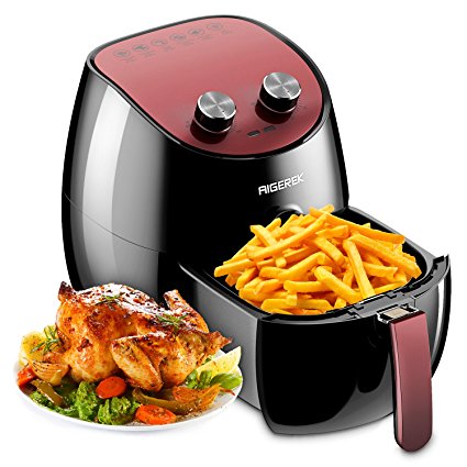 Aigerek Air Fryer - Comes with Recipes CookBook - Easy-to-clean - Dishwasher Safe - Auto Shut off & Timer - 3.2L, 1350W