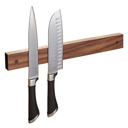 Powerful Magnetic Knife Strip, Solid Wall Mount Wooden Knife Rack, Bar. Unique gift Made in USA (Walnut, 14")