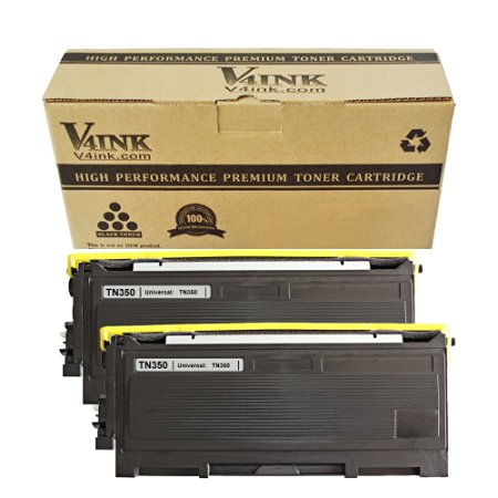 2 Pack V4INK® New Compatible with Brother TN350 Toner Cartridge-Black