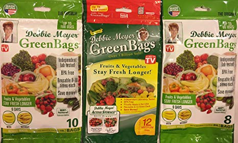 Debbie Meyer GreenBags - 30 Bags Combo (12 Medium  10 Large  8 XL) - 3 Sets of Freshness-Preserving Food/Flower Storage Bags