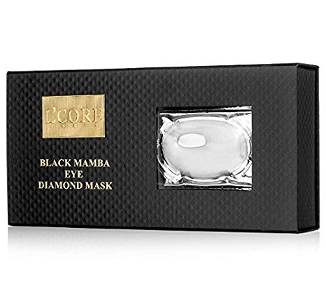 L'Core Paris Black Mamba Diamond Eye Mask with Hyaluronic Acid - Makes Your Face Younger, Silkier, Smoother and Healthier - Contains 8 Masks