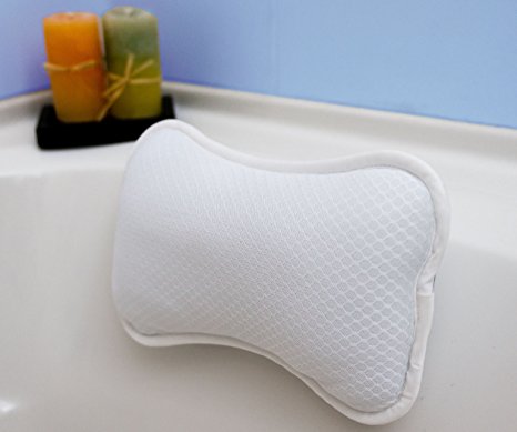 Non-Slip Bath Pillow Gift Set with Konjac Bath Sponge, 2 Suction Cups, Supports Neck and Shoulders , Anti Bacterial, Luxurious Cushion