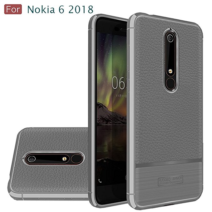 Nokia 6 2018 Case, Nokia 6.1 Case, Wellci Flexible TPU Soft Skin Silicone Cover for Nokia 6 2018 (Grey)