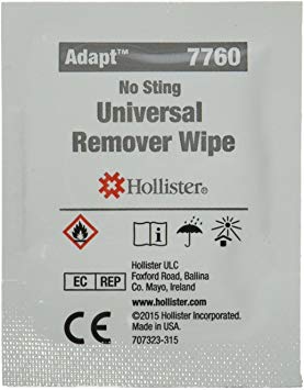 Hollister 7760 Adhesive and Barrier Remover Wipes, Category: Ostomy Supplies (Pack of 50)