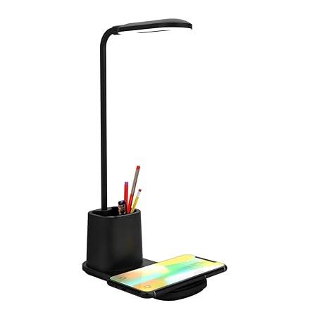 Portronics Brillo II Lamp with Wireless Charging, Pen Holder, LED Indicator(Black, Acrylonitrile Butadiene Styrene;Polycarbonate, Pack of 1)