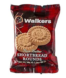 Walker's Shortbread Rounds 2 Count, Pure Butter Shortbread Cookies, 1.2 Oz Snack packs (Pack of 22)