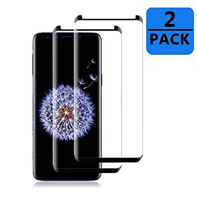 Samsung Galaxy S9 Screen Protector [2-Pack], OLINKIT [Case-Friendly] Tempered Glass Screen Protector for Samsung Galaxy S9-(Black)