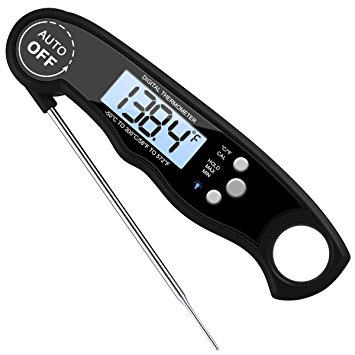 Waterproof Meat Thermometer -Fast Digital Instant Read Food Cooking Thermometer with Calibration and Large Backlit LCD for Kitchen,BBQ,Milk Grill Smokers etc (BLACK)