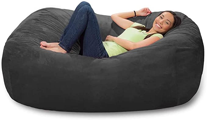 Nest Bedding Giant Bean Bag Chair 6ft Large Indoor Living Room Gamer Bean Bags Without, Cushion Lounger(Velvet) (Without Beans) (Black)