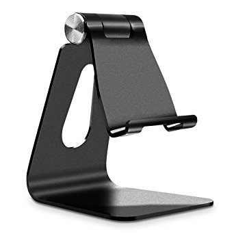 Adjustable Aluminum Stand, Bagent Multi-Angle Cell Phone Holder, Cradle, Stand, Desktop Charging Dock for Apple iPhone, iPad, Android, Samsung Galaxy, Tablets, Kindle, all Smartphones(Black)