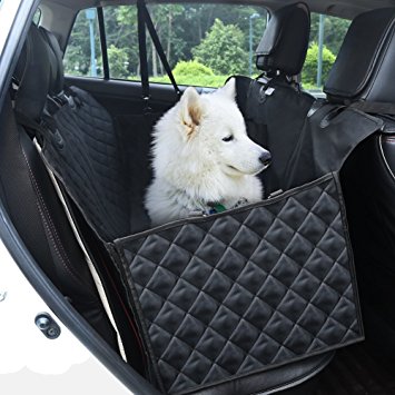 YOHOOLYO Dog Car Seat Cover Waterproof & Non-slip Large Pet Car Back Seat Covers Hammock with Adjustable Seat Anchors Seat Belt for Cars Truck SUV