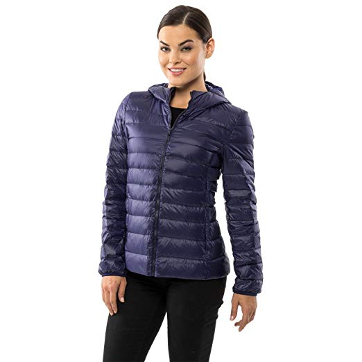 alpine swiss Eva Womens Down Jacket Hooded Puffer Coat Packable Insulation & Light