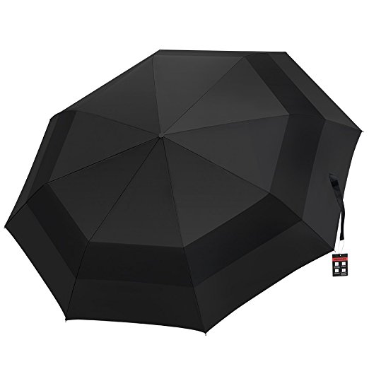 HODGSON Umbrella,Windproof Canopy,Auto open & Close Folding Black Rain Umbrella for Men and Women (Black-Plastic Handle)