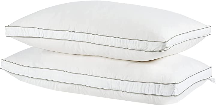 RongYue Goose Down and Feather Pillows for Sleeping, Bed Pillows Set of 2 ,100% Cotton Fabric Cover Skin,Soft & Supportive for Side Back Stomach Sleepers（Standard）