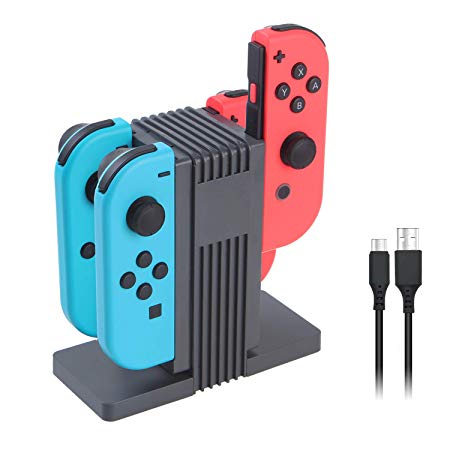 Leandro Switch Joy Con Charging Dock for Nintendo Switch, Joy Con Controller Charger, 4 in 1 Fast Charging with LED Indication, Type C Cable Powered