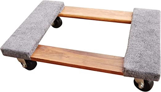 Vestil HDOC-1624-9 Hardwood Dolly with Carpet End, 900 lbs Capacity, 24" Length x 16" Width x 5-3/4" Height Deck, Pack of 5