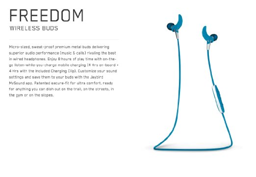 Jaybird Freedom Wireless Buds - Freedom Ocean - Blue on Silver Bluetooth Headphones