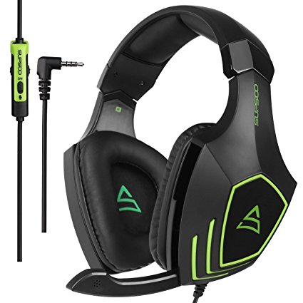 [2017 SUPSOO Newly Multi-Platform Over Ear Xbox One PS4 Stereo Gaming Headset ] SUPSOO G820 Bass Gaming Headsets with Noise Isolation Microphone For New Xbox one PS4 PC Laptop Mac iPad iPod (Black&Green)