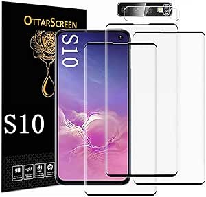 Galaxy S10 Screen Protector, 3 Pack Tempered Glass Screen Protector【3 1 Pack】1 Pack Camera Lens Protector, 3D Glass 9H Hardness Tempered Glass Screen Protector for Samsung Galaxy S10