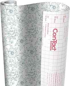 Con-Tact Brand Creative Covering, Self-Adhesive Shelf Liner, Multi-Purpose Vinyl Roll, Easy to Use and Apply, 18'' x 16', English Rose Blue