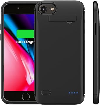 AFTRYOUGO Battery Case for iPhone 8/7/6s/6/SE(2022/2020) - Ultra Slim Extended Charging Protective Portable 7200mAh 4.7in Backup Rechargeable Case - Black