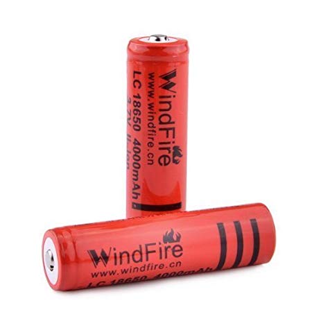 WindFire 2X 18650 4000mAh 3.7V Rechargeable Li-Ion Battery for LED Flashlight HeadLamp Bike Light LED Torch