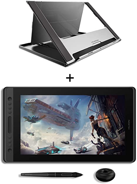 HUION KAMVAS Pro 16 Graphic Drawing Tablet with Full-Laminated Screen Graphics Monitor Pen Display w/ Battery-Free Stylus Touch Bar Adjustable Stand - 15.6 Inches Pen Display