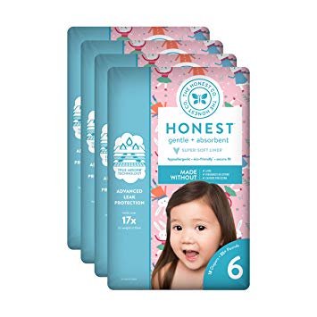 The Honest Company Baby Diapers with True Absorb Technology, Snow Bunnies, Size 6, 72 Count