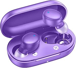 kurdene S8 Wireless Earbuds Bluetooth 5.3 in Ear Light-Weight Headphones,60Hrs Playtime Ear Buds with Charging Case,Built-in Microphone Headset,Immersive Premium Sound with Deep Bass for Sport Purple