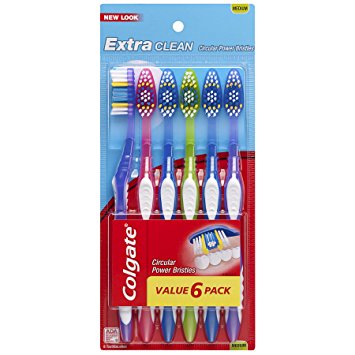 Colgate Extra Clean Toothbrush, Full Head, Medium, 6 Count