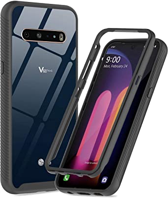 LeYi LG V60 ThinQ Case, LG V60 Case, Full-Body Protective Shockproof Bumper Anti-Scratch Rugged Hybrid Clear Phone Cases for LG V60 ThinQ/LG G9 ThinQ/LG V60 (2020), Black