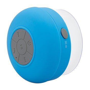 Soundplus Waterproof Portable Bluetooth Shower Speaker, 6 Hours Playtime, with Built in Mic. Blue