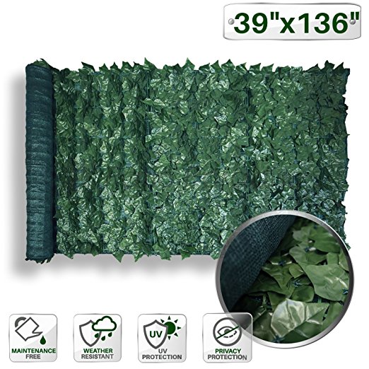 Patio Paradise 39" x 136" Faux Ivy Privacy Fence Screen with Mesh Back-Artificial Leaf Vine Hedge Outdoor Decor-Garden Backyard Decoration Panels Fence Cover