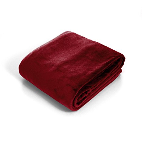 Bedford Home Super Soft Flannel Blanket, Twin, Burgundy