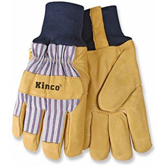 KINCO 1927KW-XL Men's Lined Grain Pigskin Gloves, Heat Keep Lining, Knit Wrist, X-Large, Golden