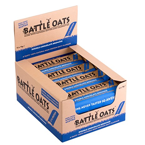 Battle Oats Gluten Free Protein Bars 12 x 70g bars. Double Chocolate Brownie flavour