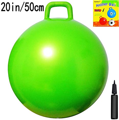AppleRound Space Hopper Ball with Air Pump: 20in/50cm Diameter for Ages 7-9, Hop Ball, Kangaroo Bouncer, Hoppity Hop, Jumping Ball, Sit & Bounce