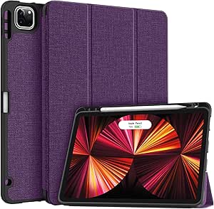 Soke for iPad Pro 11 Case (M2) 2022/2021/2020 with Pencil Holder - [Full Body Protection   Apple Pencil Charging   Auto Wake/Sleep], Soft TPU Back Cover for 2022 iPad Pro 11 inch(B-Purple)