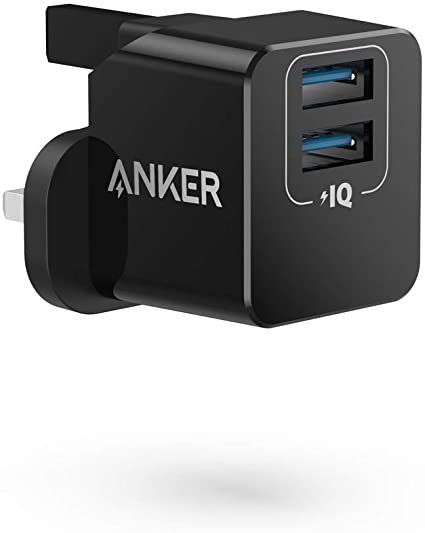 Anker USB Plug Charger, PowerPort mini Dual Port USB Charger, Super Compact Wall Charger, 2.4A Output for iPhone Xs/XS Max/XR/X/8/7/6/Plus, iPad Pro/Air 2/Mini 4, Samsung, and More