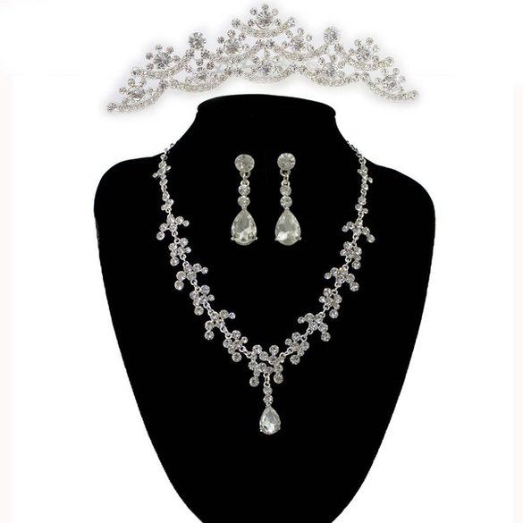 Hot Sale Noble Crystal Bridal Jewelry Sets Hotsale Silver Fashion Wedding Jewelry