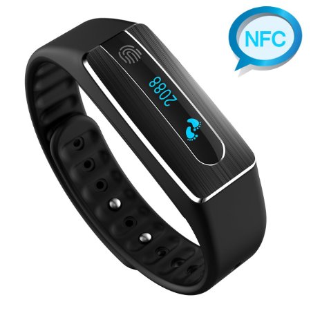 OU-BAND Fitness Tracker Smart Healthy Bracelet Heart Rate Monitor Bluetooth 4.0 Pedometer Tracking Calorie Sleep Monitor Call Reminder Remote Capture Wristband for Sports Fitness Gift