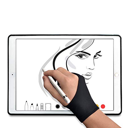 TFY Artist's Drawing Anti-Fouling Glove with Two Fingers for Graphics Tablets, Tablet Monitors and Sketch Painting – 1 Piece