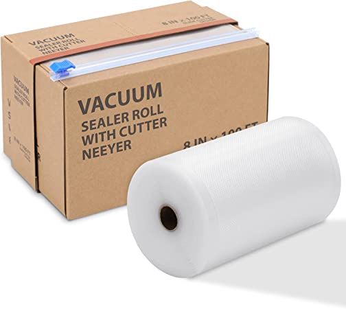 Neeyer Vacuum Sealer Bags,8" x 100' Roll Keeper with Cutter, Ideal for Food Saver,BPA Free Safe Universal, Great for vac storage, Meal Prep or Sous Vide…